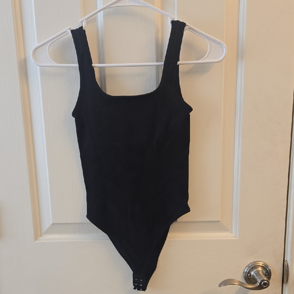 Black Ribbed Bodysuit